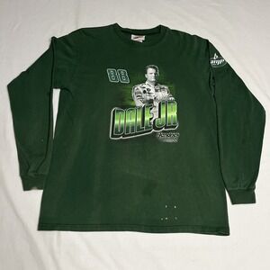 Vintage NASCAR Dale Earnhardt Jr Winners Circle Green Long Sleeve Shirt Large